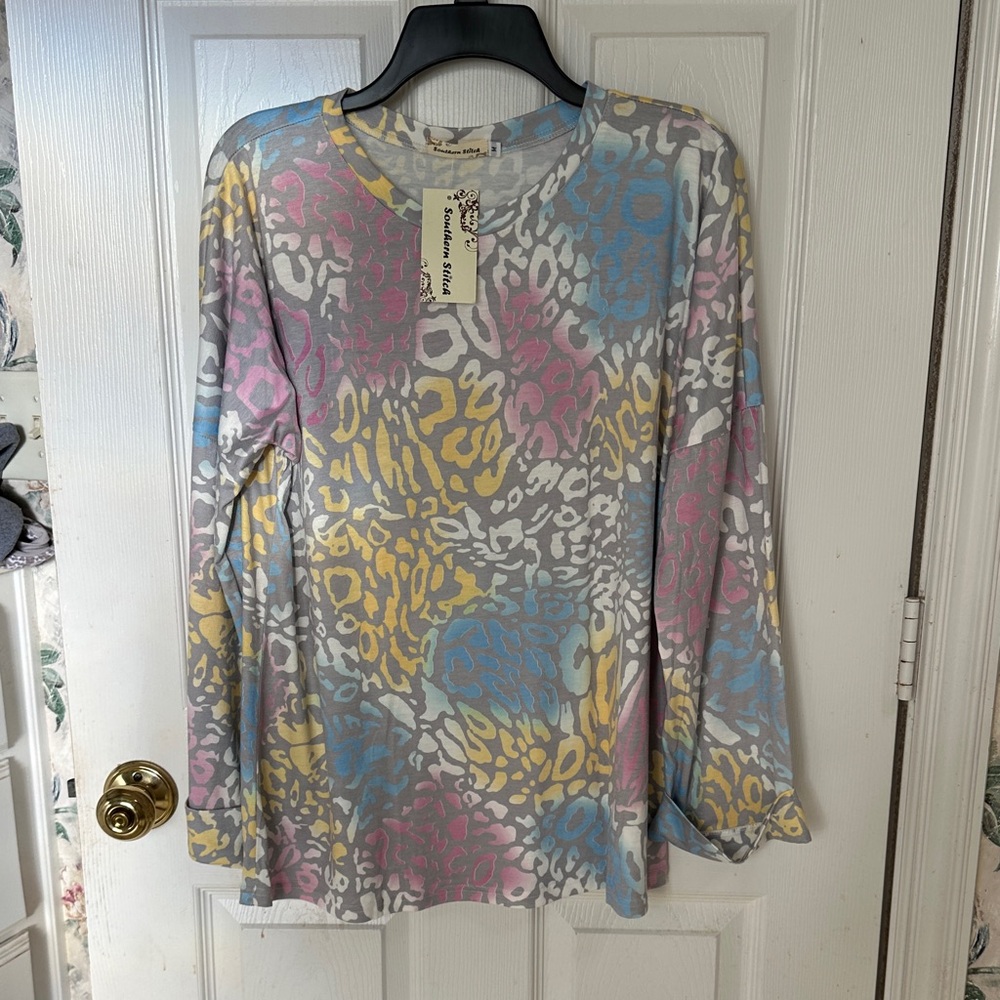 Southern Stitch Multicolor Animal Print Long Sleeve Top